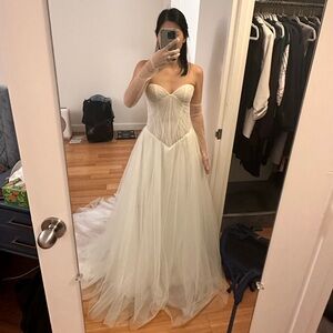 Sarah Seven Ivory Strapless Bridal Gown